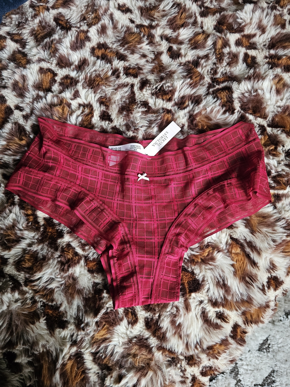 Victoria's Secret Red Plaid Lace Boyshorts